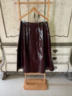 Hunter Bell gorgeous pleather oxblood color full long skirt.